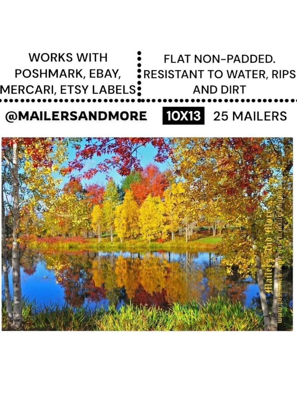 25 10X13 Poly Mailers Autumn Lake Shipping Envelopes PRICE IS FIRM Fall - Picture 2 of 9